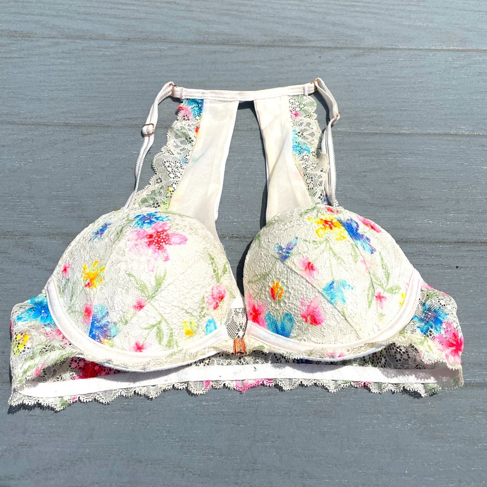 PINK Sexy Push-up Razorback Floral print lace Bra